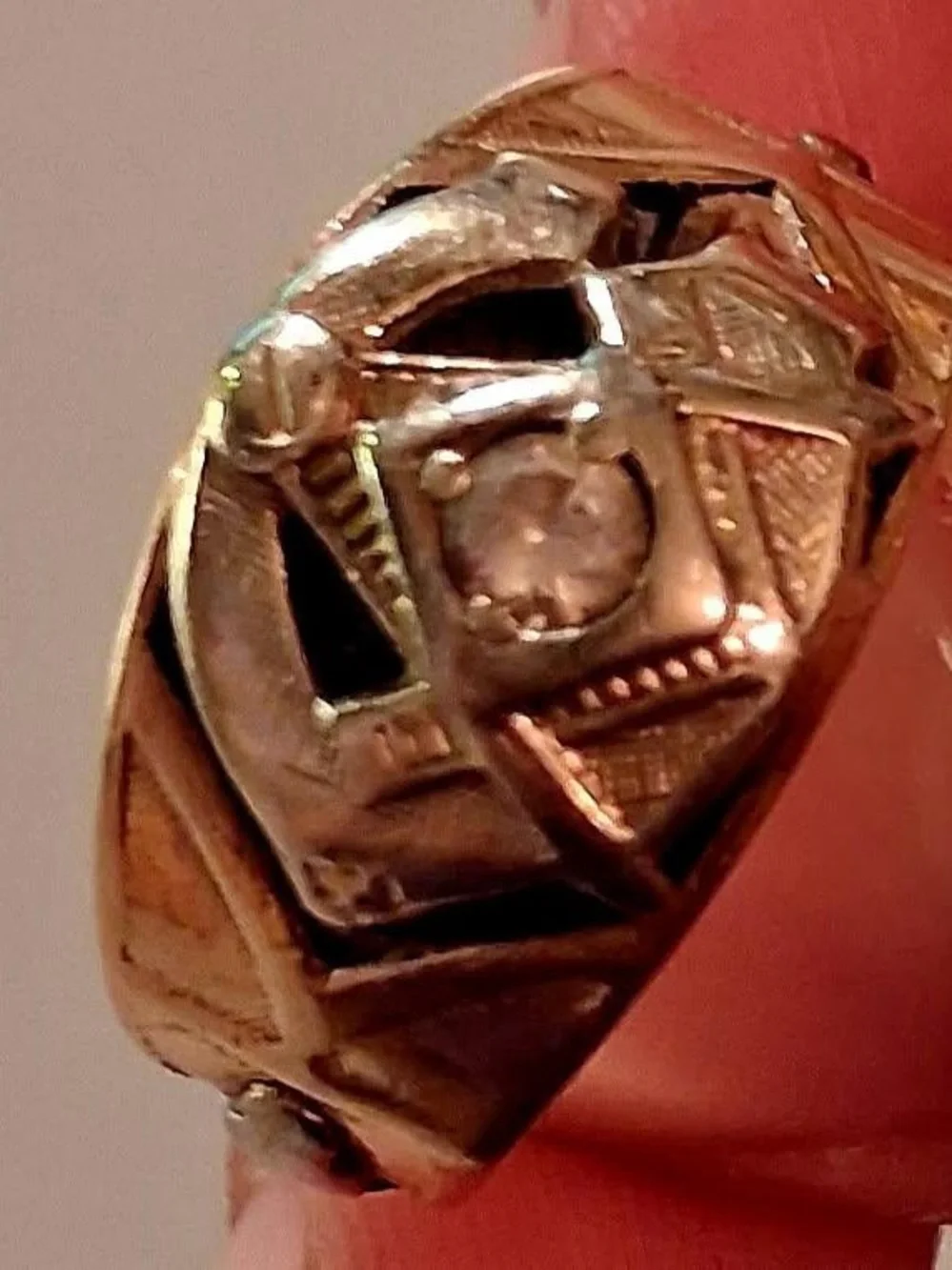 Vintage 10K Gold Masonic Ring with Diamond | Men’s Size 8